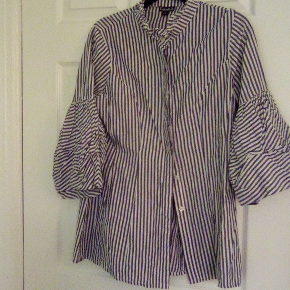 Women's XL button down stripped blouse by FASHION WEB - Picture 1 of 5